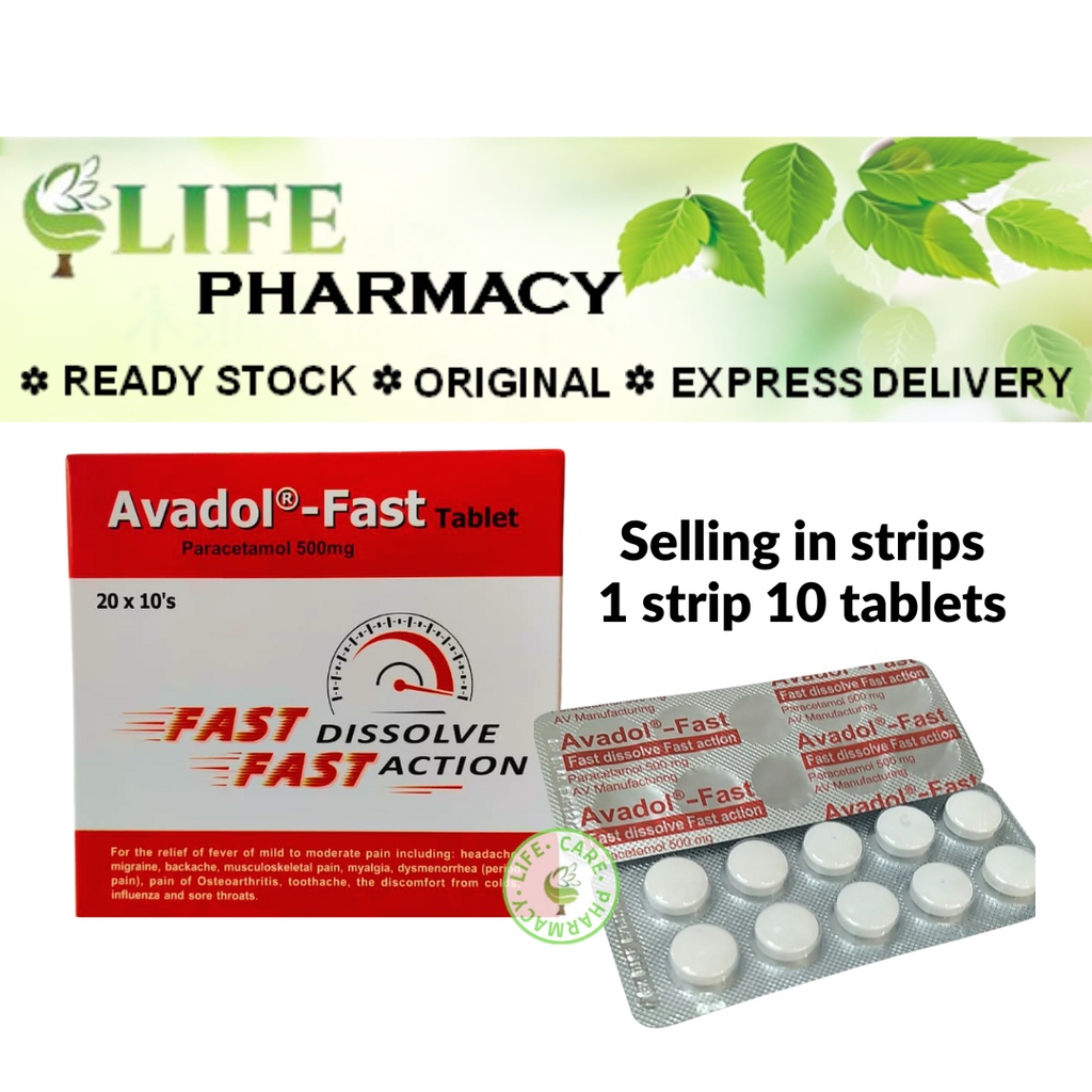 Avadol Fast Tablet Paracetamol 500mg 10's per strip ( same as Panadol ...