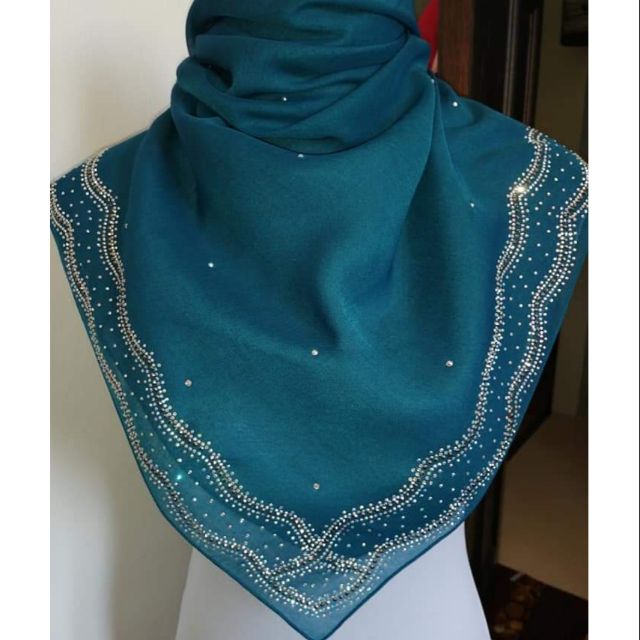 Tudung Bawal Manik Tabur Keliling 2 Layer | Shopee Malaysia