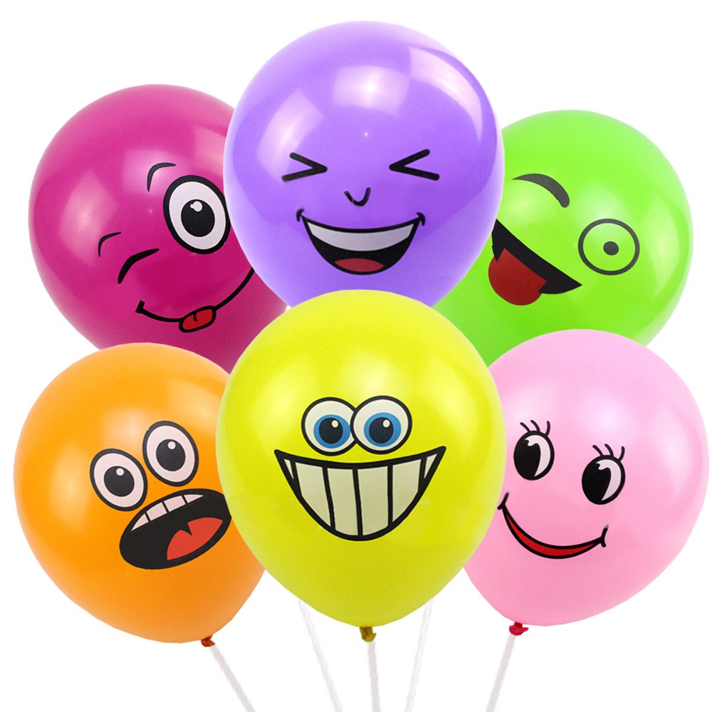 12 Inch Colorful Emoji Balloons Smiley Funny Face Expression Belon Kids ...