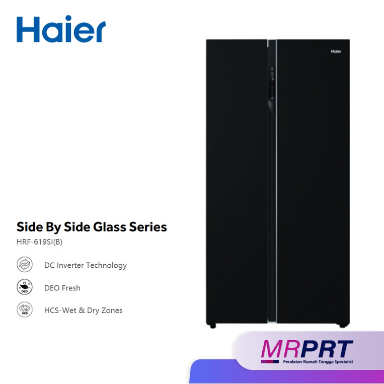 Haier HRF619SI(B) Side By Side Glass Series Refrigerator (550L) Shopee Malaysia