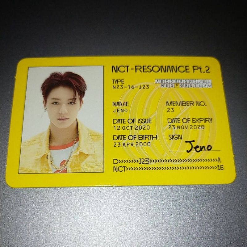 NCT 2020 - Resonance Pt 2 Jeno Departure ID Card Official Photocard ...