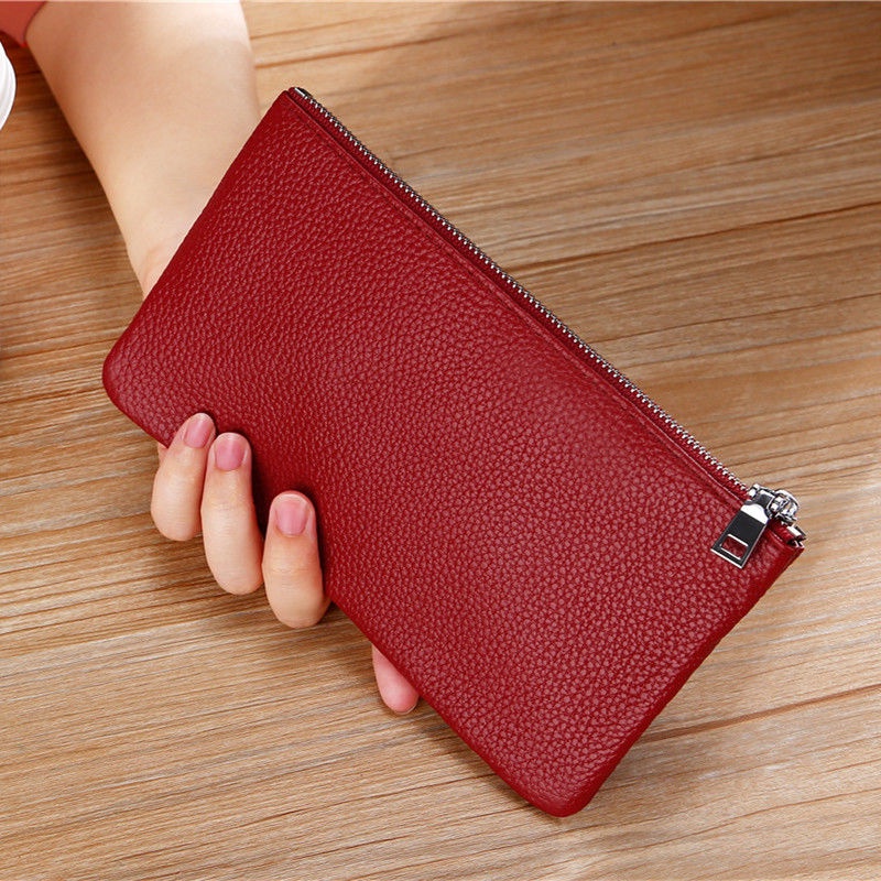 Genuine Leather Women's Long Wallet Pure Leather Multicard Fashion