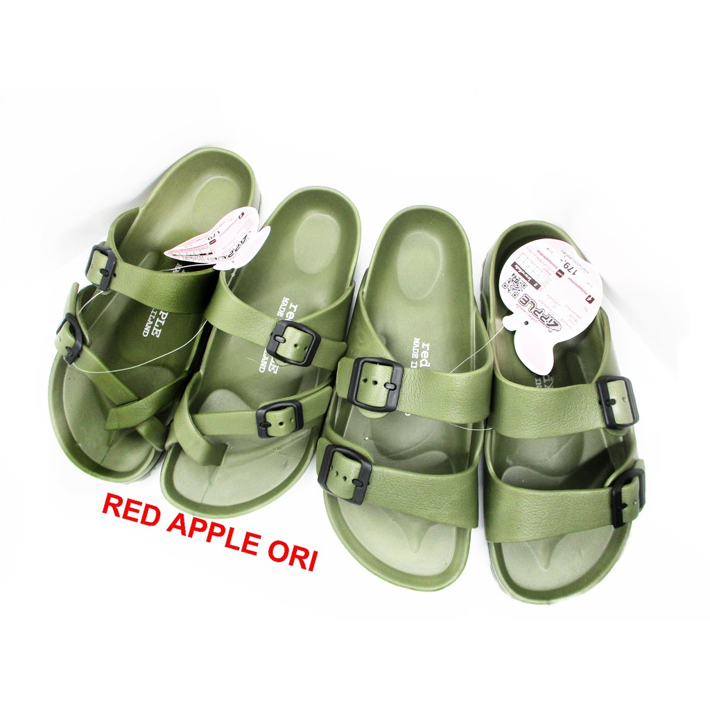 Red apple army green sandal Shopee Malaysia