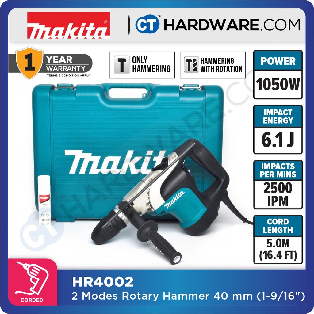 MAKITA HR4002 CORDED ROTARY HAMMER 40MM 1 9 16