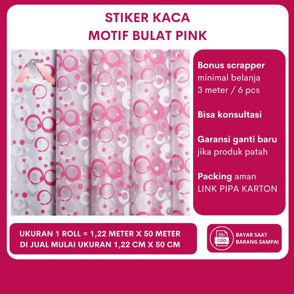 Pink Round Motif Window Film Sticker Window Mirror Window Film Home ...