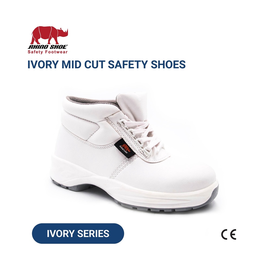 Rhino Shoe Ivory White Angel Slipon Safety Shoes Boot Mid Cut IV201SP