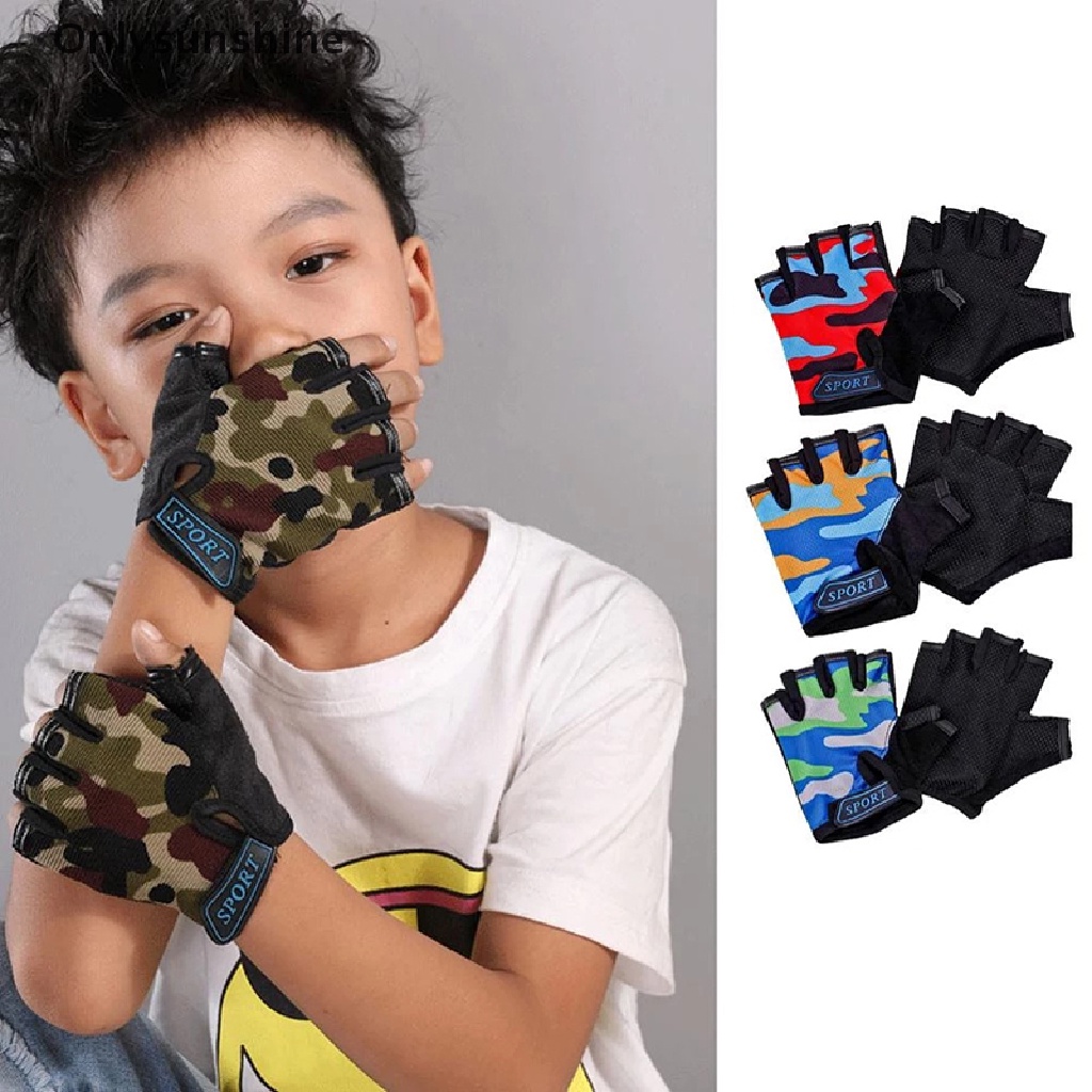 Children Cycling Gloves Kids Half Finger Gloves Elastic Nonslip