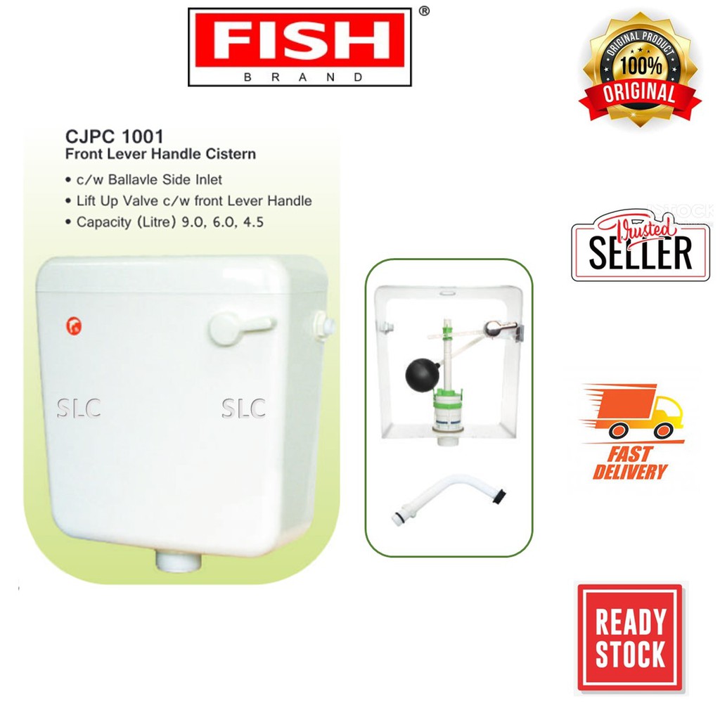 FISH 6.0 L Low Level Front Lever Cistern PVC Plastic Toilet Tank White ...