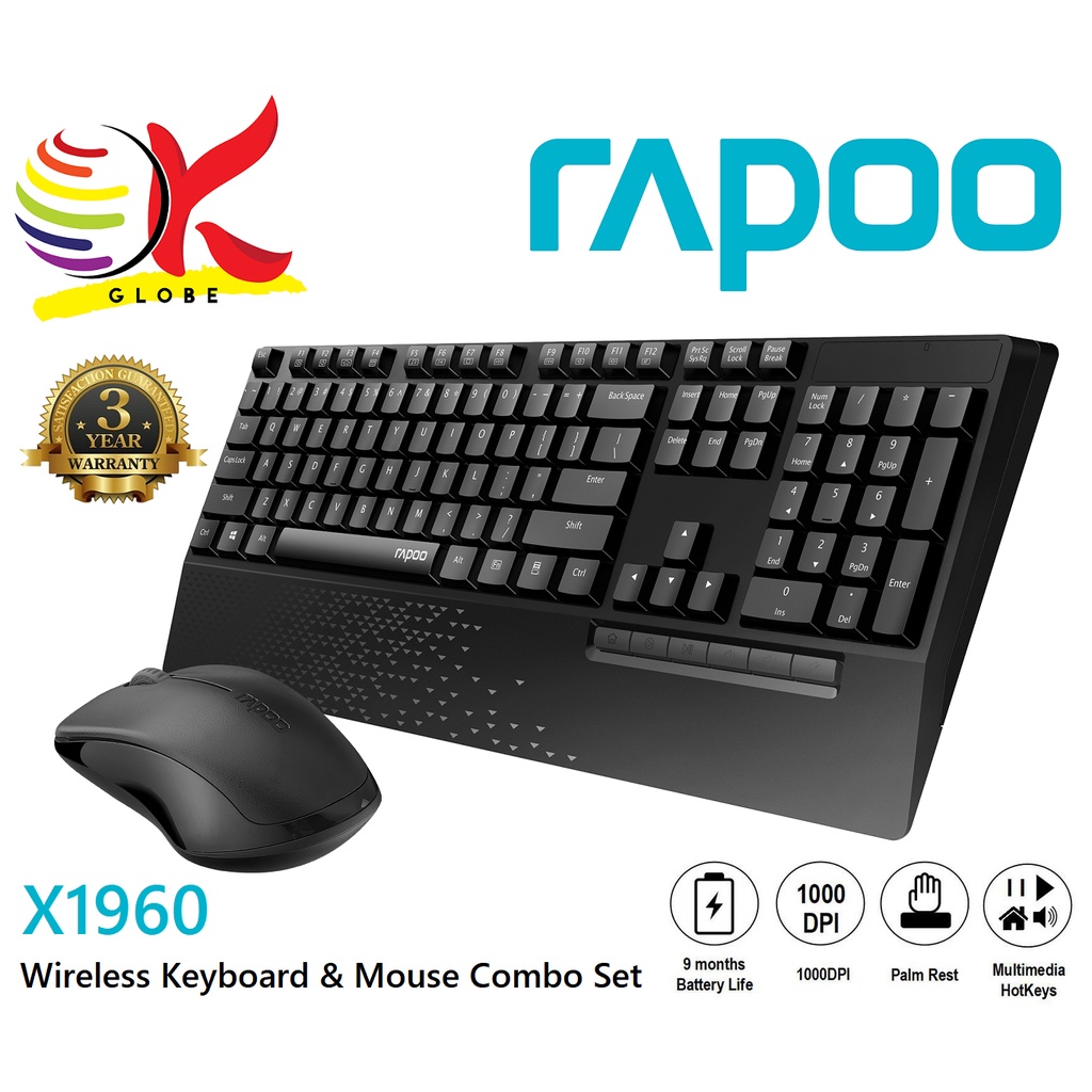 RAPOO X1960 WIRELESS KEYBOARD AND MOUSE COMBO SET WITH MULTIMEDIA ...