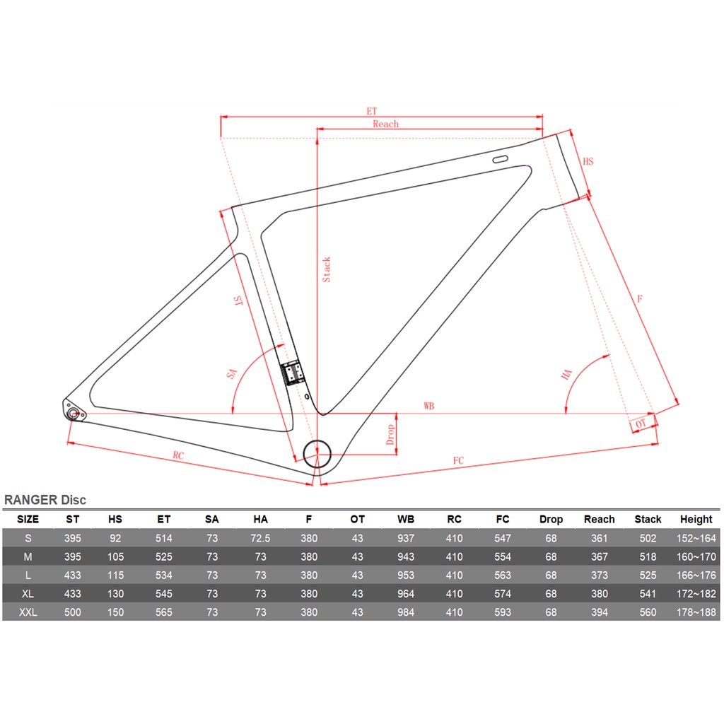 Gusto road bike size chart hotsell