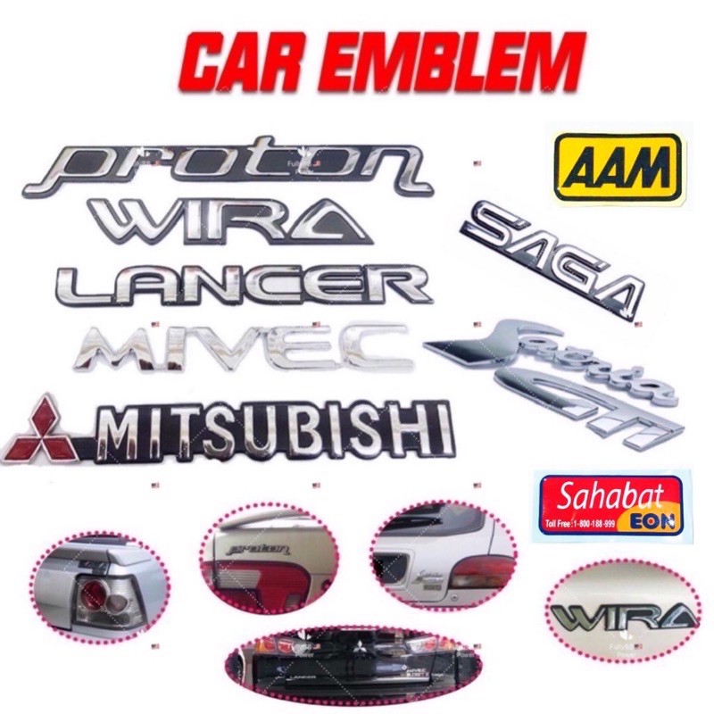 Emblem Logo Proton Wira Saga Satria Gti Mitsubshi Lancer Mivec 1.6v Amm 