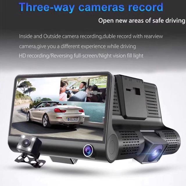 Wdr Full Hd 1080p 3 Lens Car Dvr Dash Cam G-sensor Recorder +rearview 