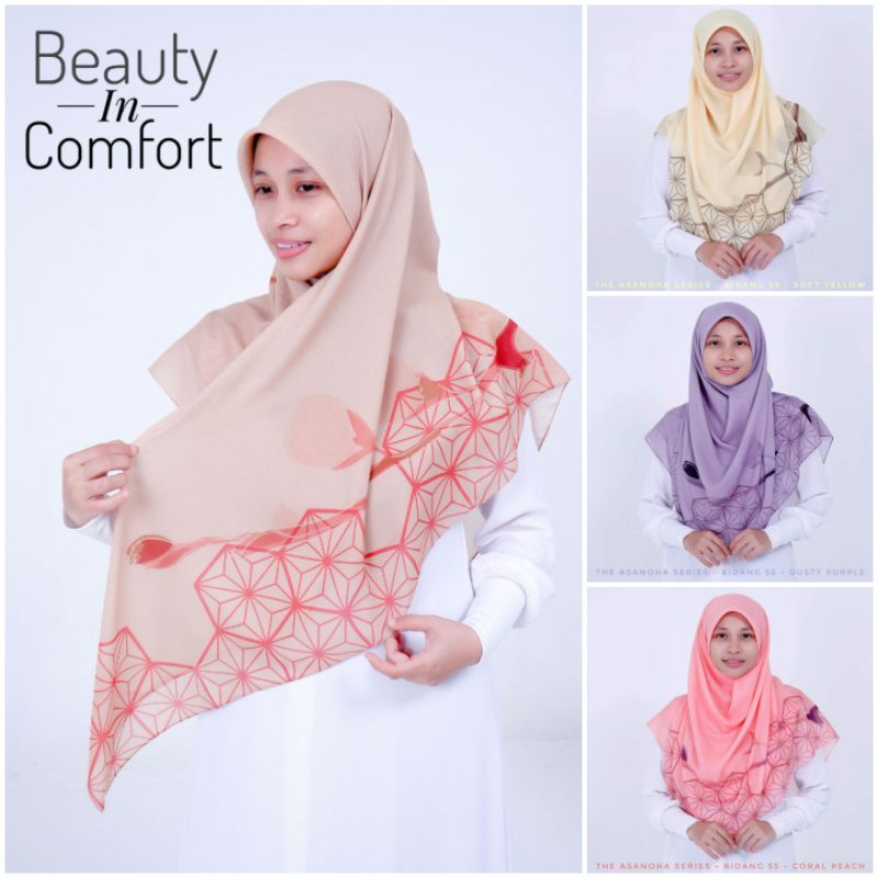 Tudung Bawal Labuh Bidang 55 The Asanoha Series Shopee Malaysia