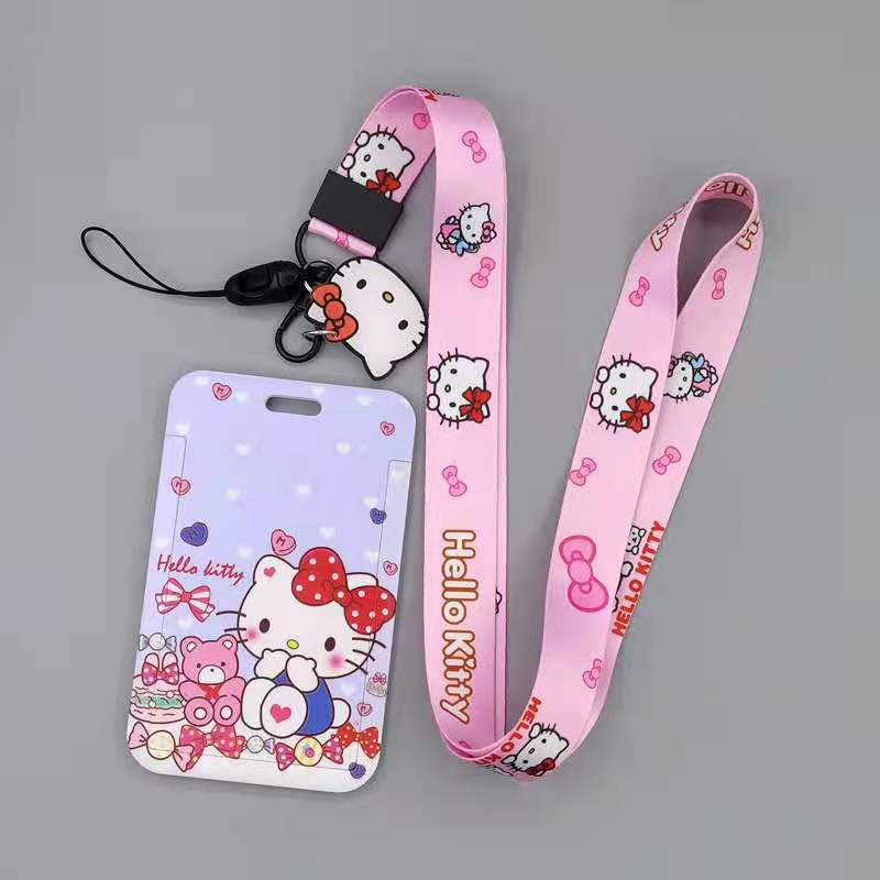 Hello Kitty card holder cartoon with lanyard neck strap card holder