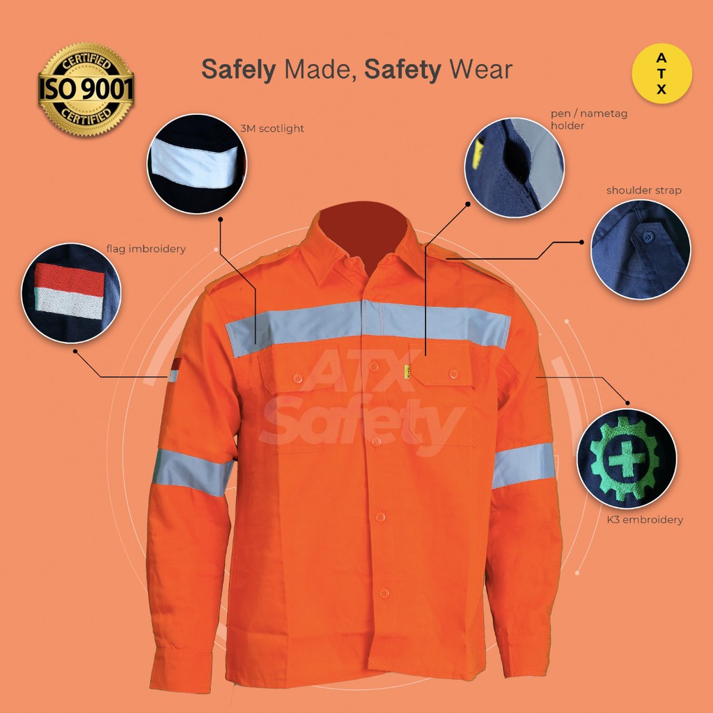 Wearpack Safety Safety Clothes ATX Work Clothes Embroidery K3 And Indonesian Flag Shopee Malaysia