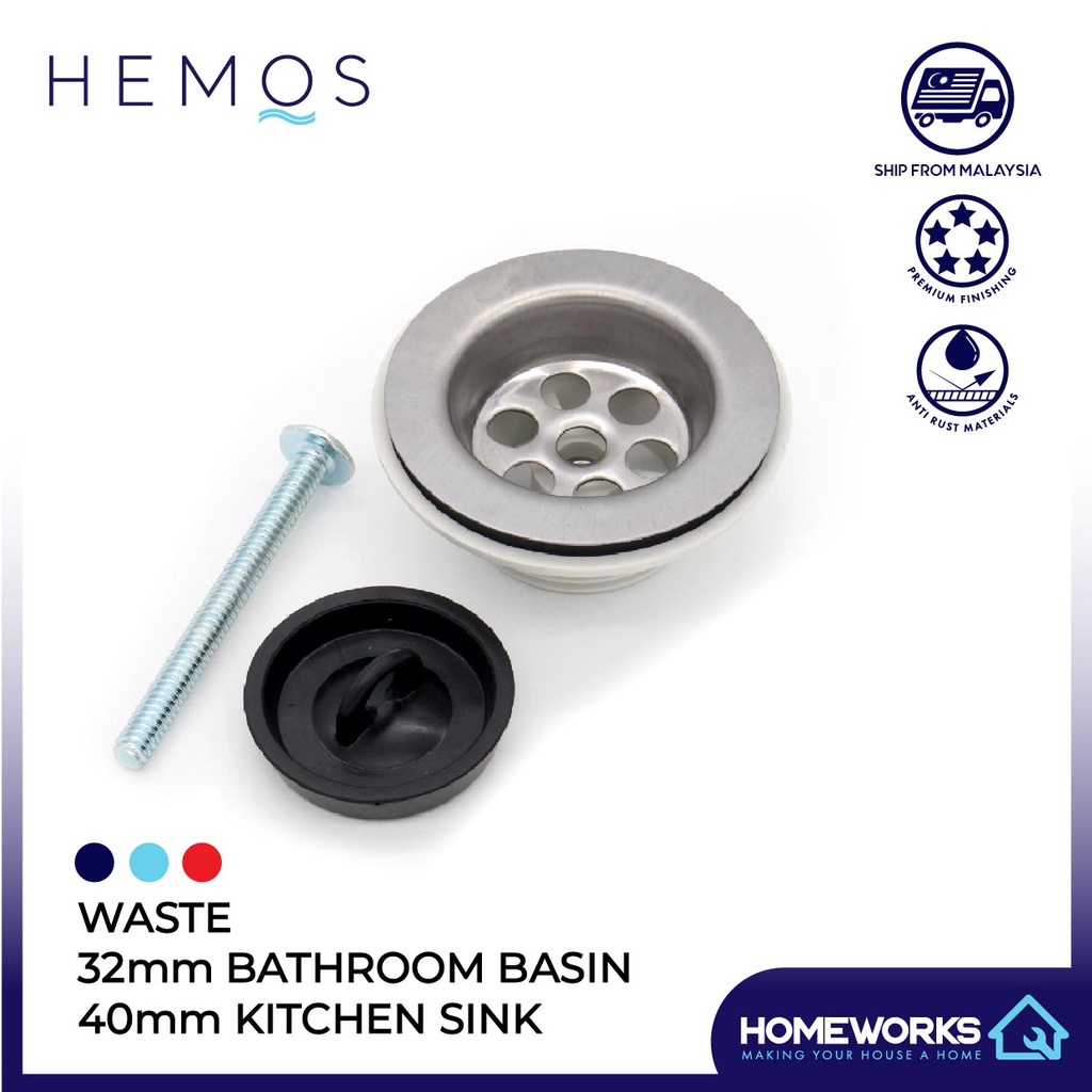 32MM 40MM BATHROOM BASIN WASTE KITCHEN SINK WASTE PENAPIS SINGKI CUCI