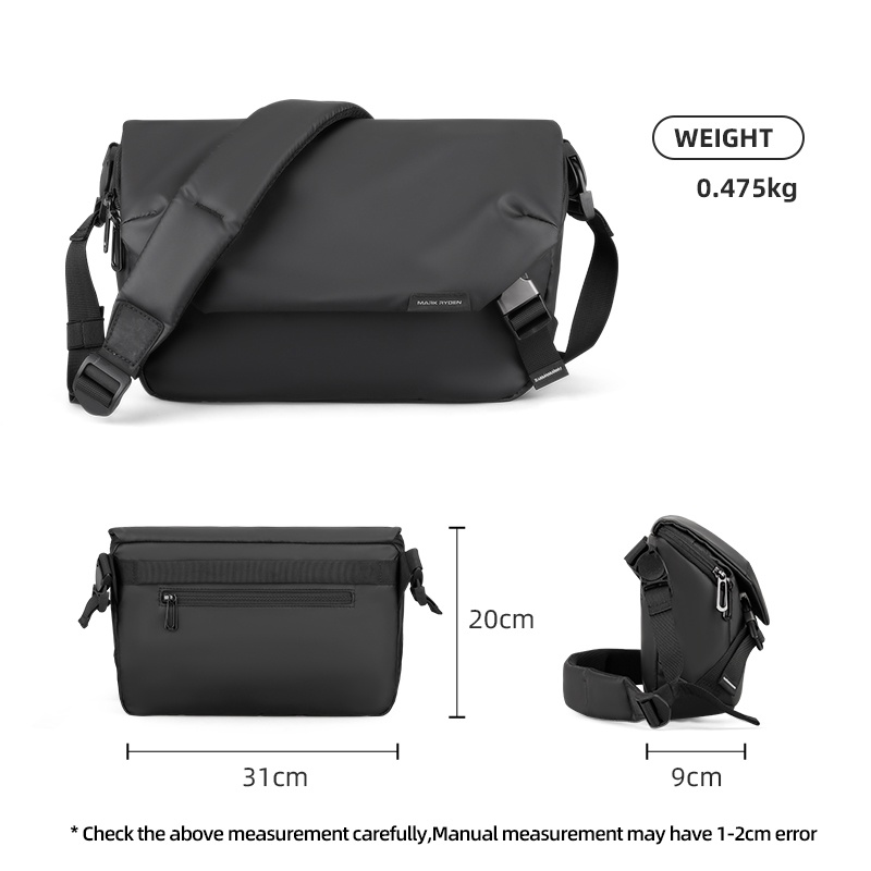 Sling Bag Men YKK Zipper Crossbody Messenger Bag Lelaki Water Resistant