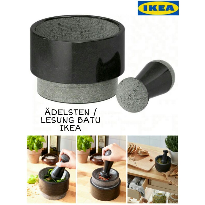 ÄDELSTEN Mortar and pestel, marble black - IKEA