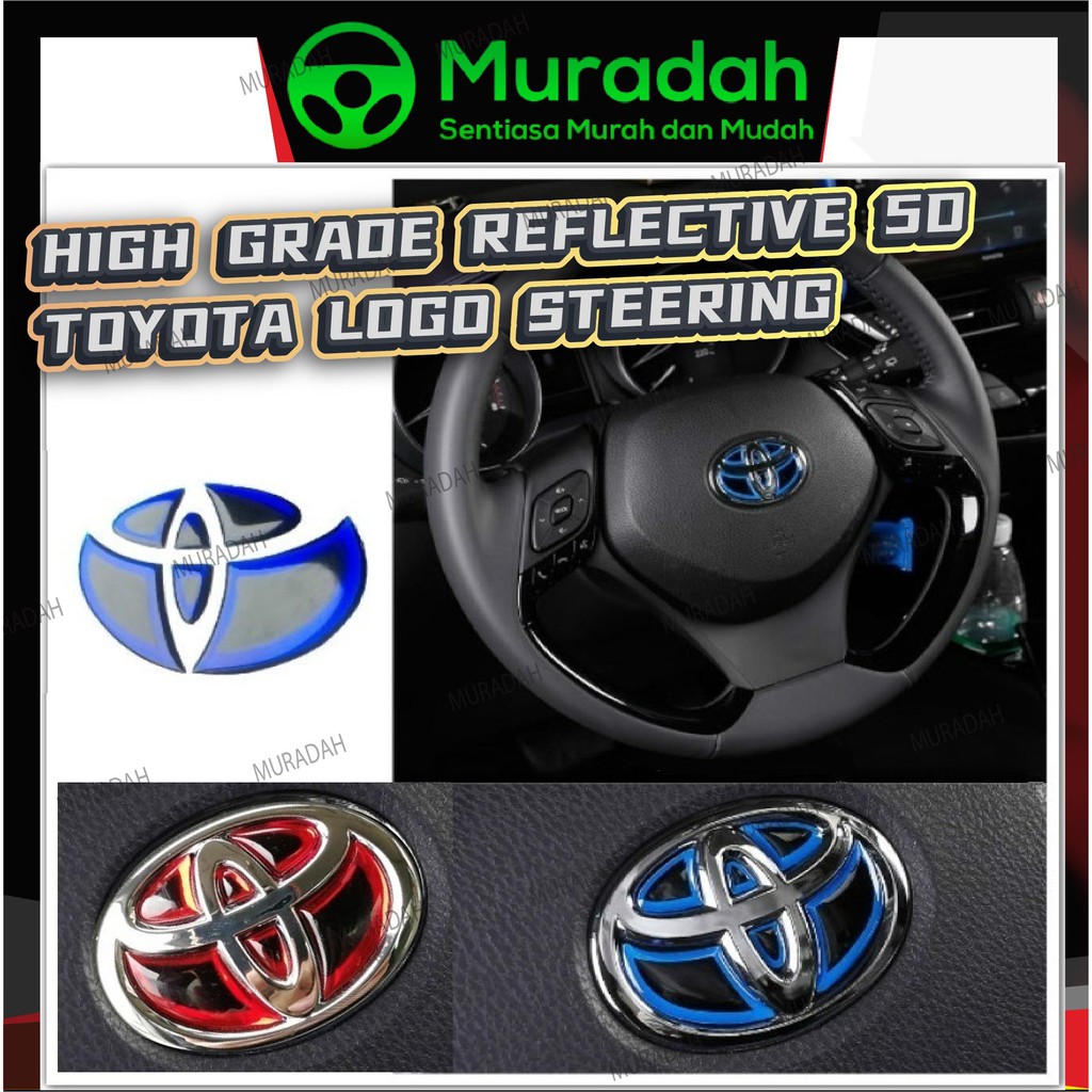 Readystock 5D Timbul Toyota Steering Sticker Reflective VIOS HARRIER ...