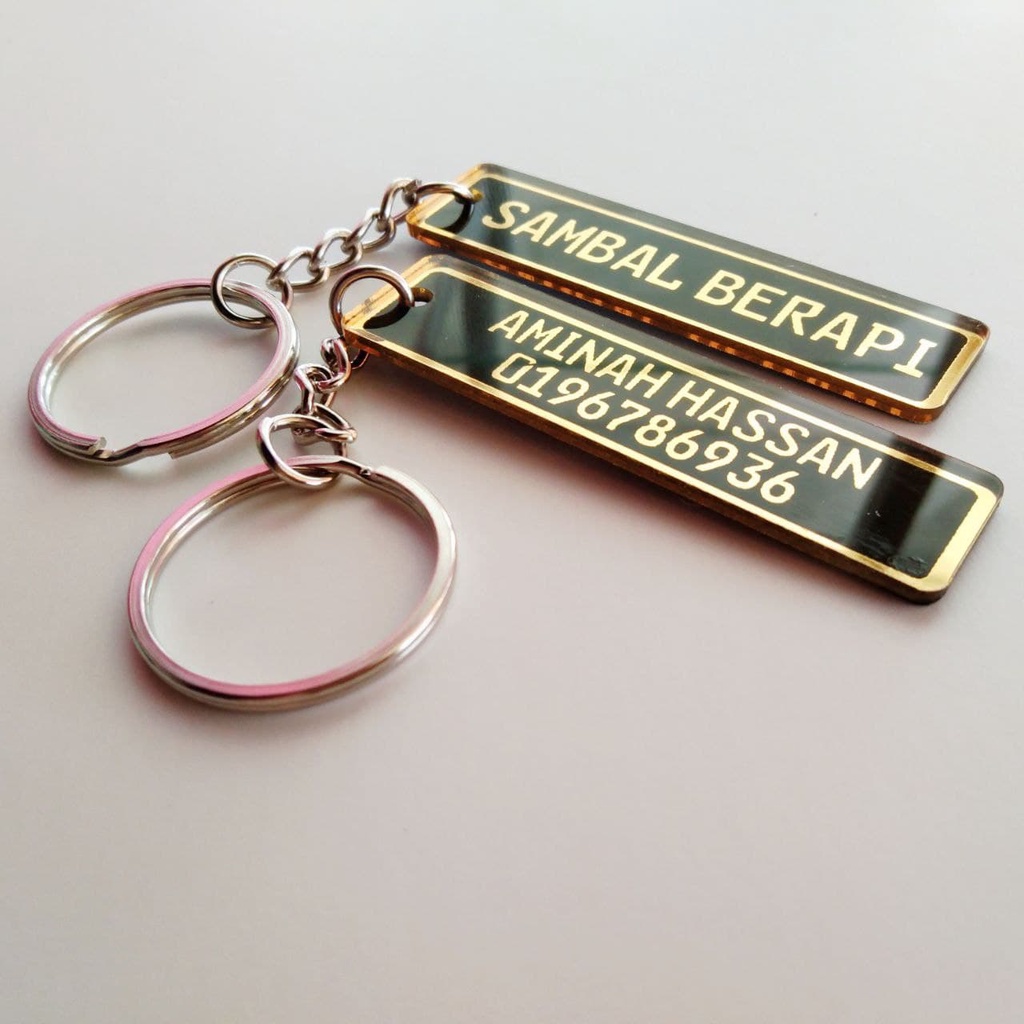 (Top Craft) Keychain Nama Brand Mirror Gold Kustom | Shopee Malaysia