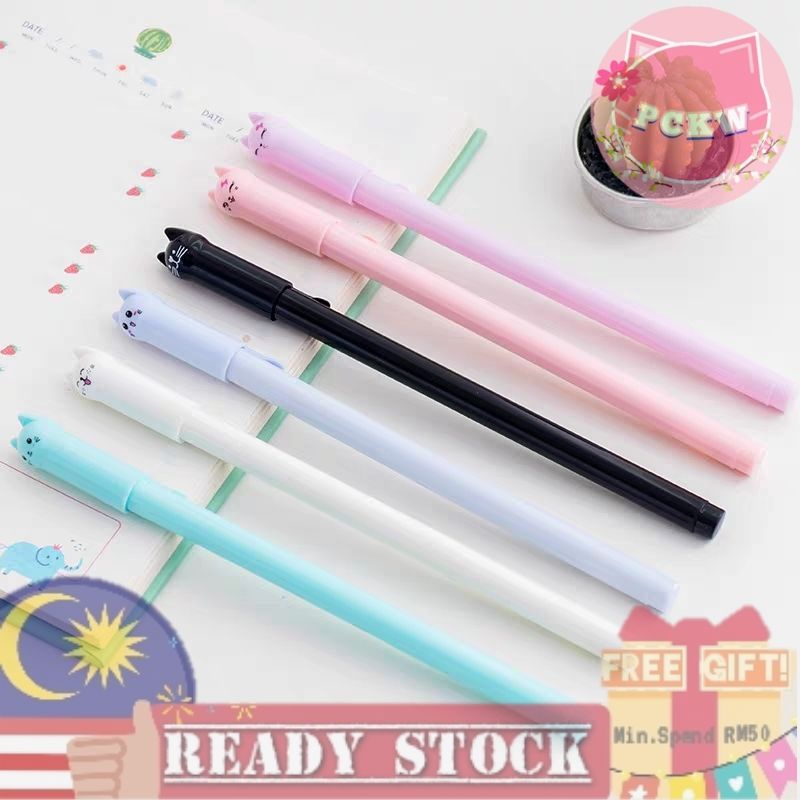 🔥Ready Stock🔥Cute Cat 0.5mm Black Gel Pen student stationery ...