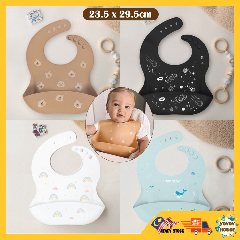 (Yoyoy) Baby Silicone Bib 3D Adjustable Waterproof Eating Bibs Feeding ...