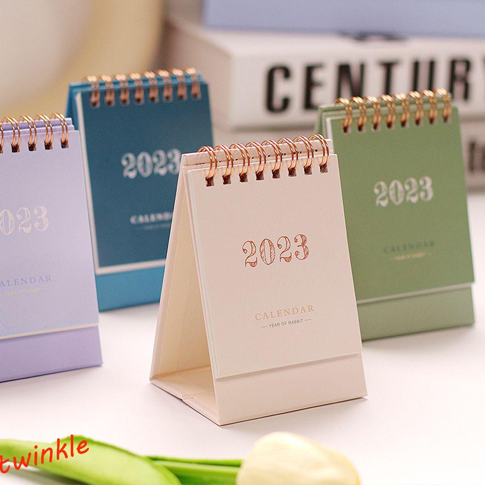 TWINKLE1 Desktop Calendar Portable 2023 Table Yearly Planner Spiral