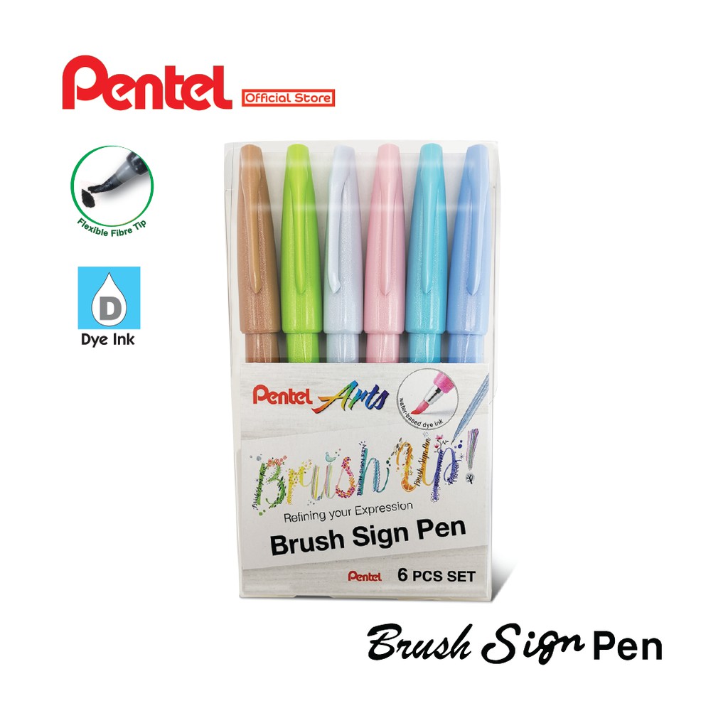 Pentel Fude Brush Sign Pen Ses15c - Punta De Fibra - Juego D | Cuotas sin interés