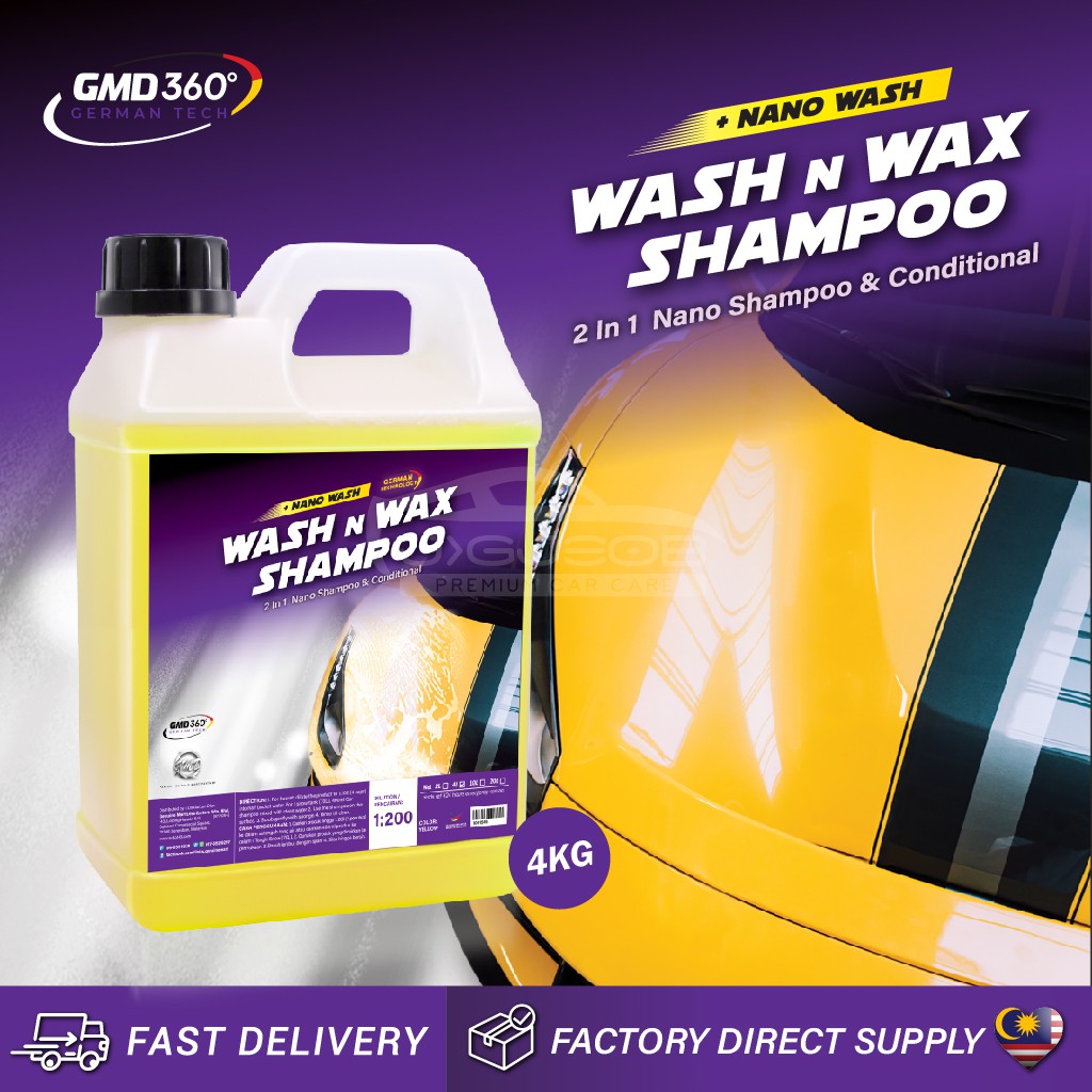 GMD Nano Wash & Wax 2 In 1 Car Shampoo (4kg) Car Wash Shampoo And