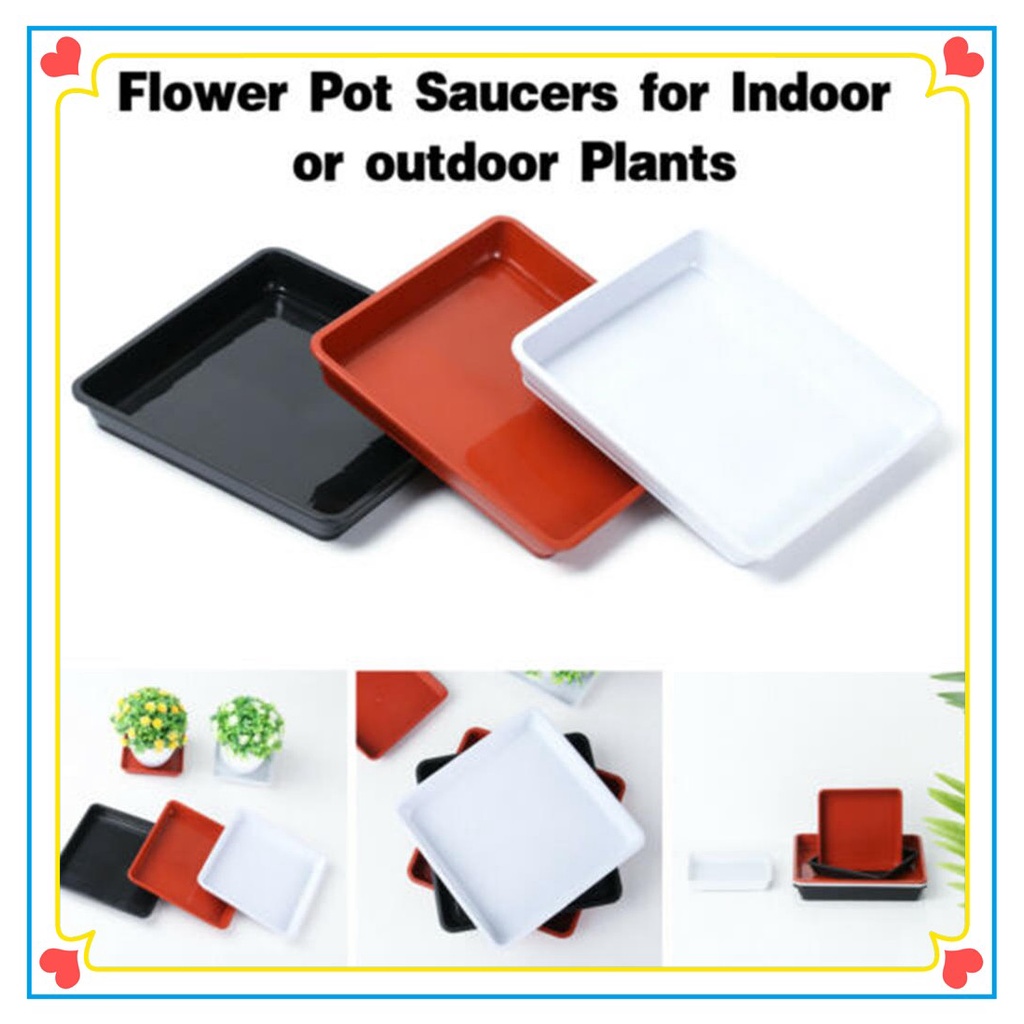 Square Flower Pot Indoor Outdoor Drip Trays Plant Saucer Plastic Tray