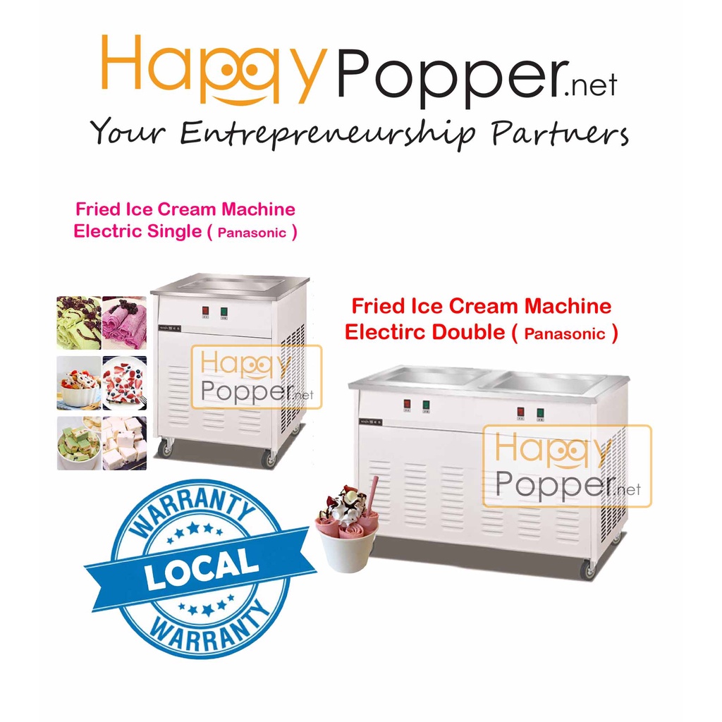 Happypopper Commercial Fried Yogurt Ice Cream Roll Machine Maker Single Double Panasonic compressor heavy duty Shopee Malaysia