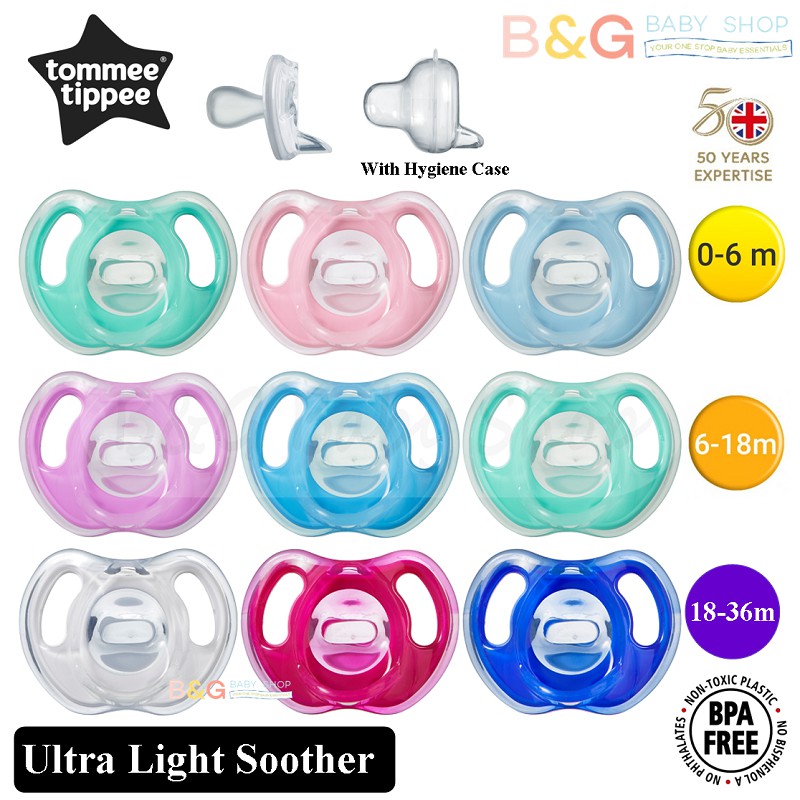 Tommee Tippee Ultra Light Silicone Baby Soother Pacifier Puting 06m