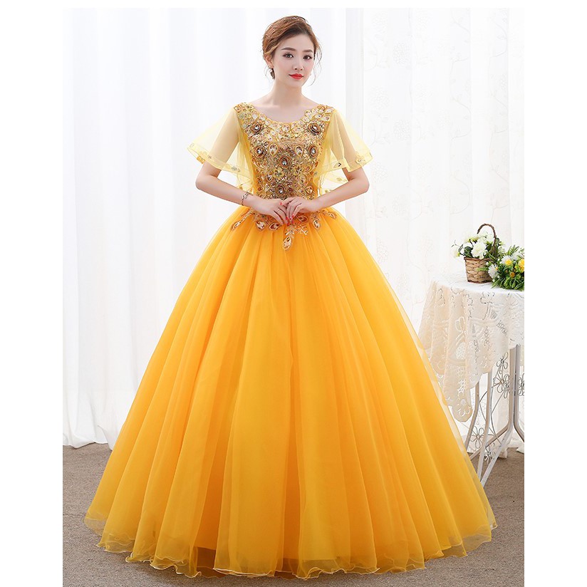 Yellow colour hot sale party frocks