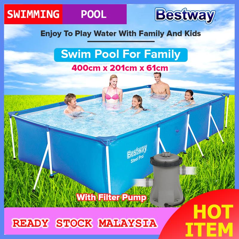 BESTWAY 4.0 Meter Family Splash Frame Pool Set Adult Kids Large Outdoor ...