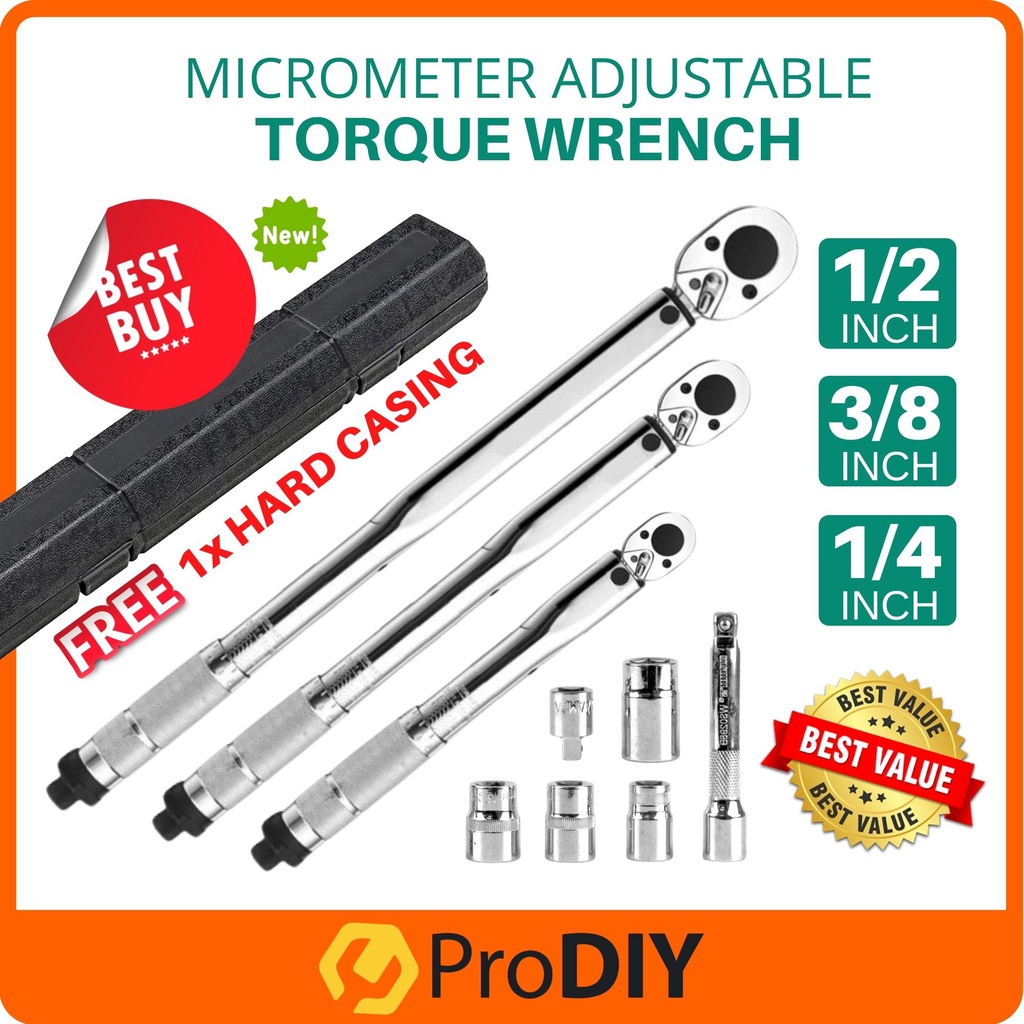 1/2'' Driver Click Adjustable Micrometer Torque Wrench Spanar 28210nm
