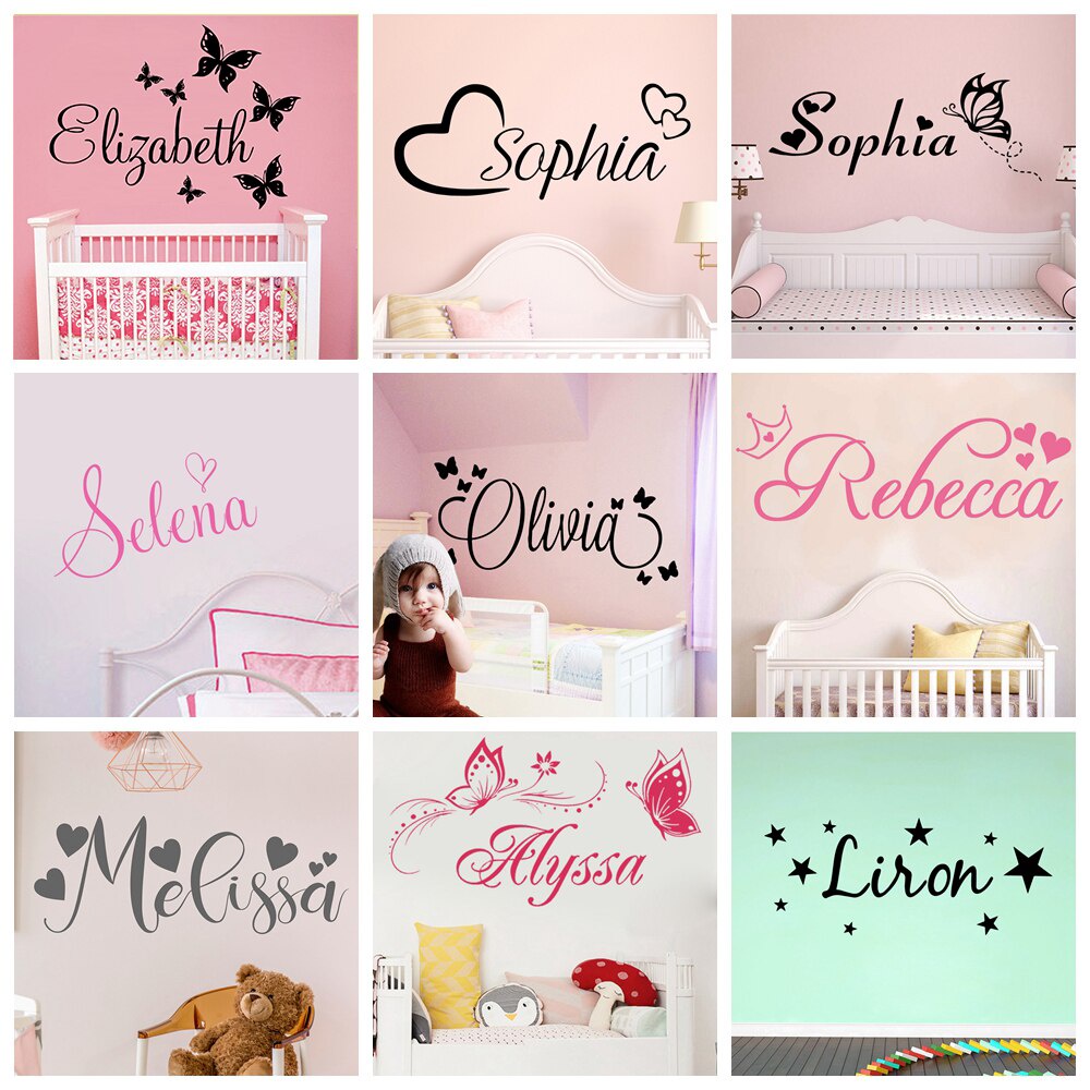 Personalized Custom Name Butterfly Wall Sticker Wallpaper For Nursery ...
