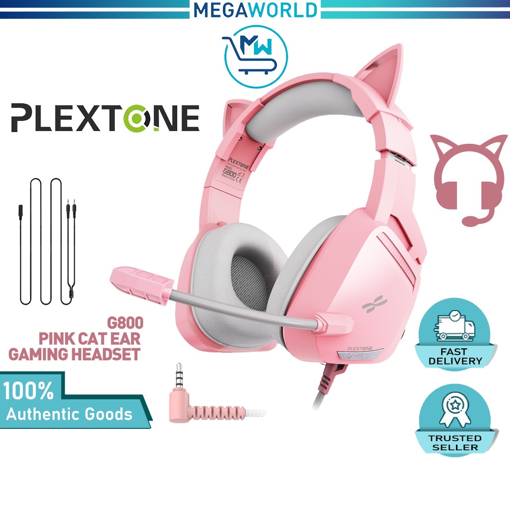 PLEXTONE G800 Pink Cat Ear Gaming Headset Headphone Noise Cancelling