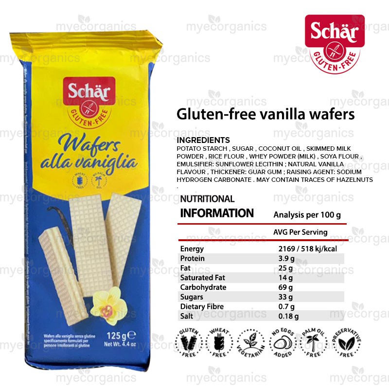 (BUY 1 FREE 1) Schar Gluten Free Vanilla Wafers 125g, EXP 1/2023