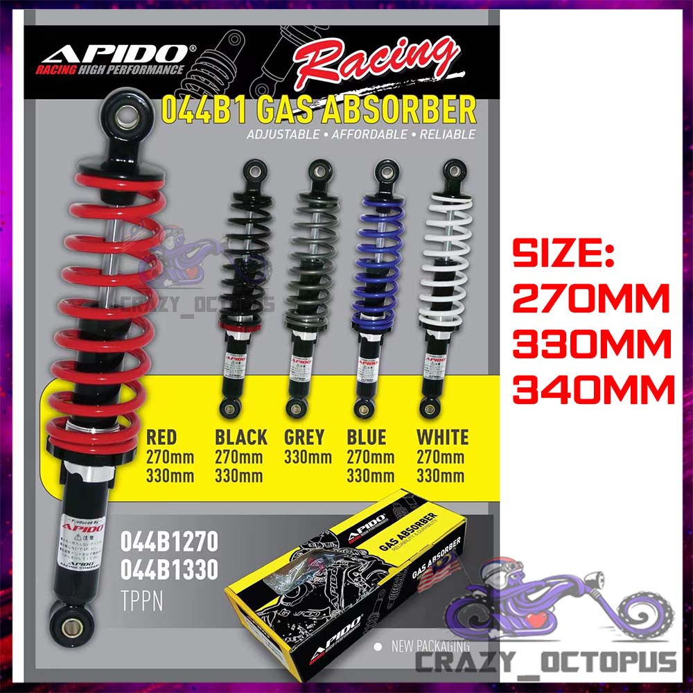 APIDO / SKK Adjustable Gas Absorber 320mm / 330mm / 340mm Y110 SRL EX5 DREAM KRISS RXZ WAVE DASH FUT