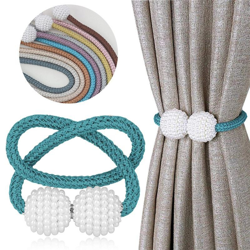 Magnetic Curtain Tiebacks Pearl Ball Design Tie Back Rope Holdback ...