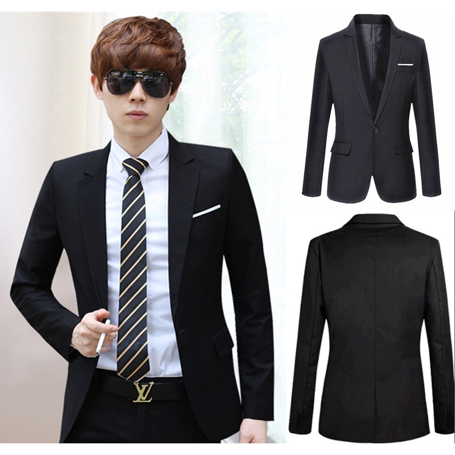 Korean Style Casual Slim Fit Men Blazer Coat Wedding Suit | Shopee Malaysia