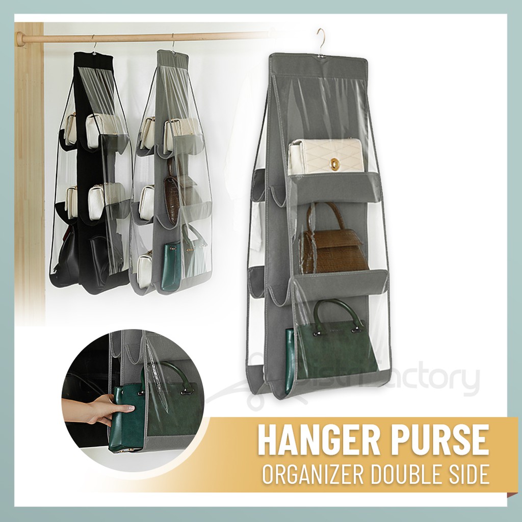 Hanger Purse Organizer Double Side Bag Storage Hanging Wardrobe ...