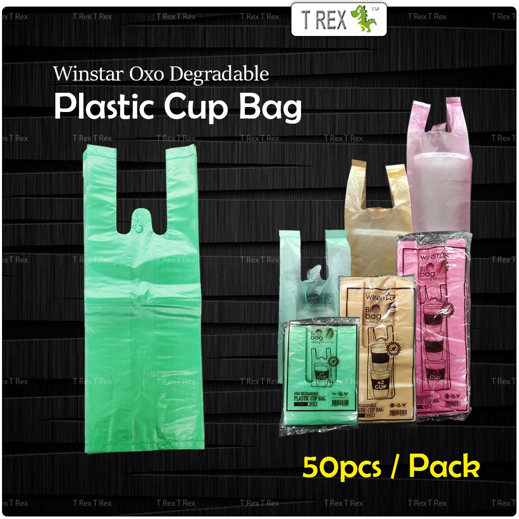 50pcs Winstar Oxo Degradable Plastic Cup Bag Cup Holder Bag Singlet Bag Plastik Beg Cawan 8494