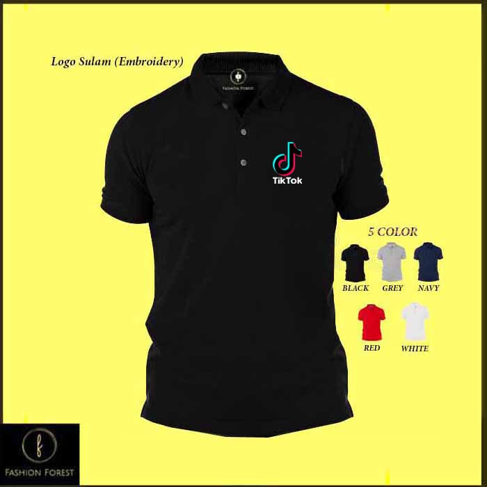 Baju Sulam Tiktok Tik Tok Uniform Embroidery Polo T Shirt For Men