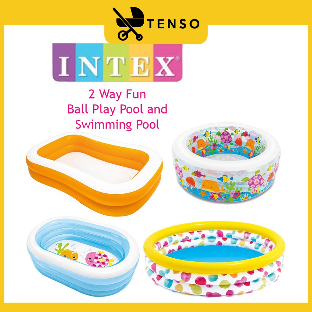 INTEX 2 Way Fun Colorful Cartoon Bathtub Ball Play Pool dan Set Kolam ...