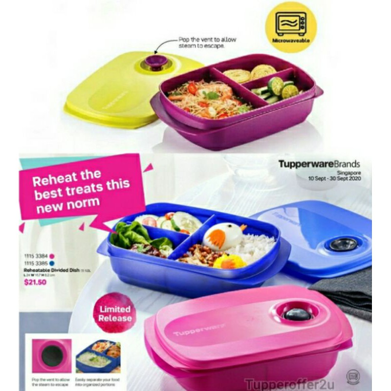 🔥In Stock🔥Tupperware Reheatable Divided Lunch Box (1 Unit Purple ) 1.0L ...