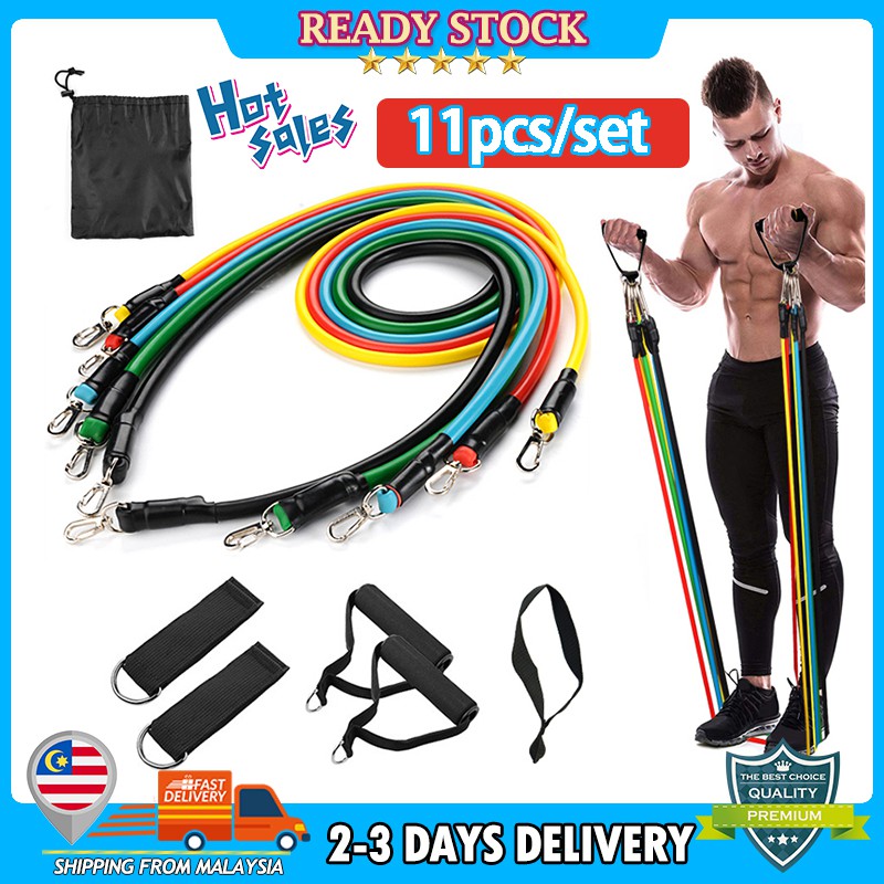 11pcs/set Natural Rubber Latex Fitness Resistance Bands Elastic ...