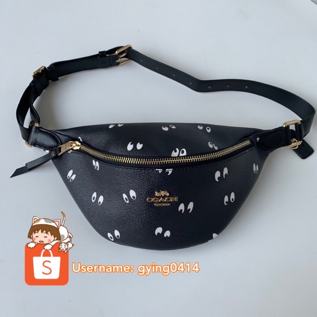 Coach x Disney Belt Bag With Snow White And The Seven Dwarfs Eyes Print Black f72818 Women Beg gying0414 Crossbody Shopee Malaysia