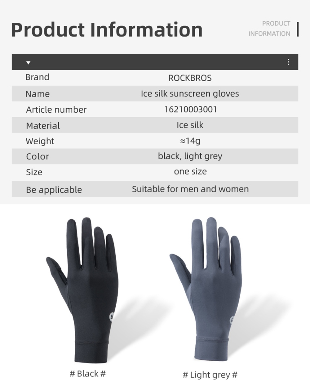 【MY Delivery】ROCKBROS Bicycle Ice Silk Full Finger Gloves UV Protection ...