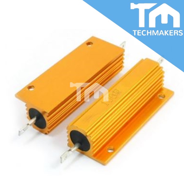 1pcs Resistor 100W 100 Watt Golden Gold Aluminum Shell 0.1/0.5/1/10/ 25/50/100/200/1K Ohm TechMakers